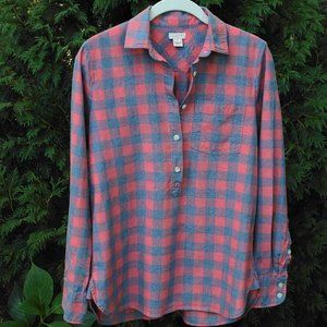 J Crew Homespun Cotton Plaid Popover Top